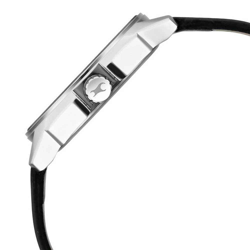 Fastrack Wear Your Look Quartz Analog Silver Dial Leather Strap Watch for Guys - Image 4