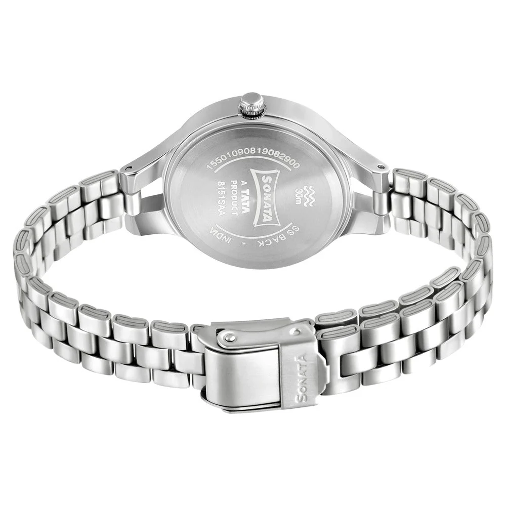Sonata Wedding Black Dial Women Watch With Stainless Steel Strap - Image 4