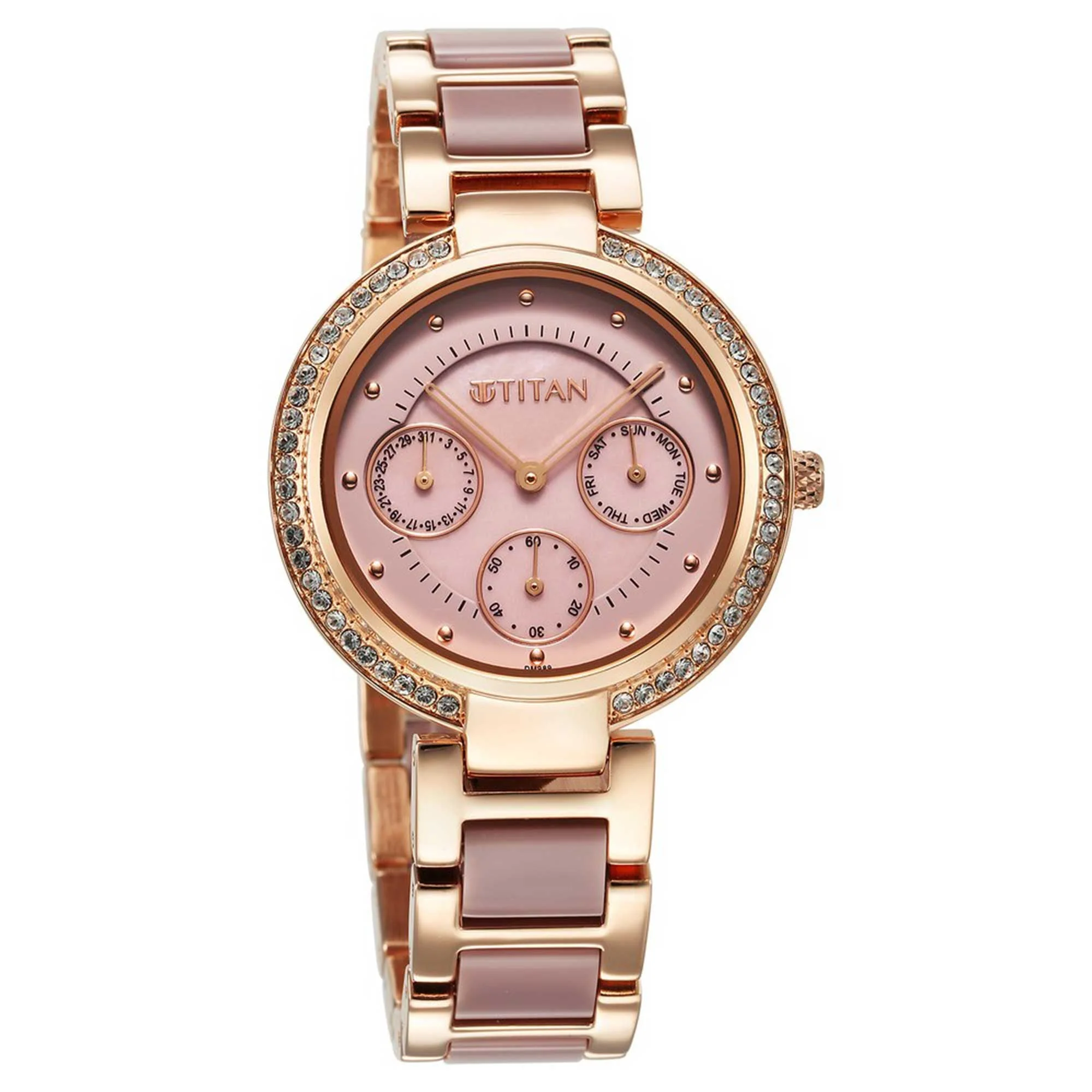 Titan Acetate Mother Of Pearl Quartz Multifunction Strap watch for Women - Image 2