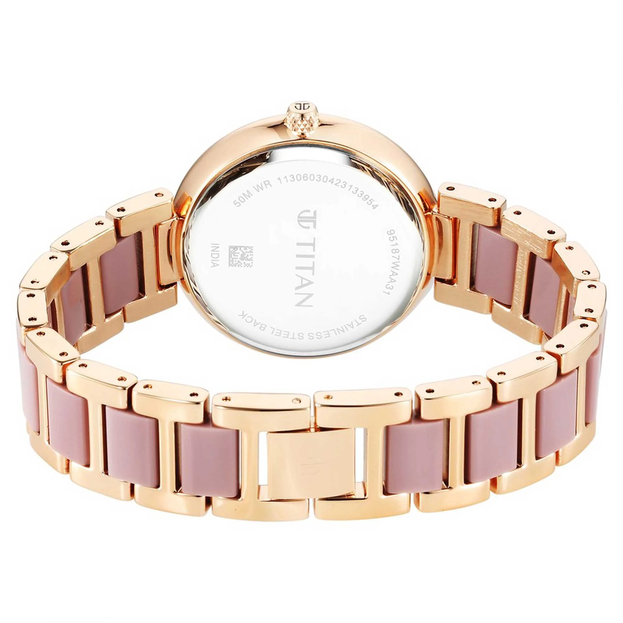 Titan Acetate Mother Of Pearl Quartz Multifunction Strap watch for Women - Image 5