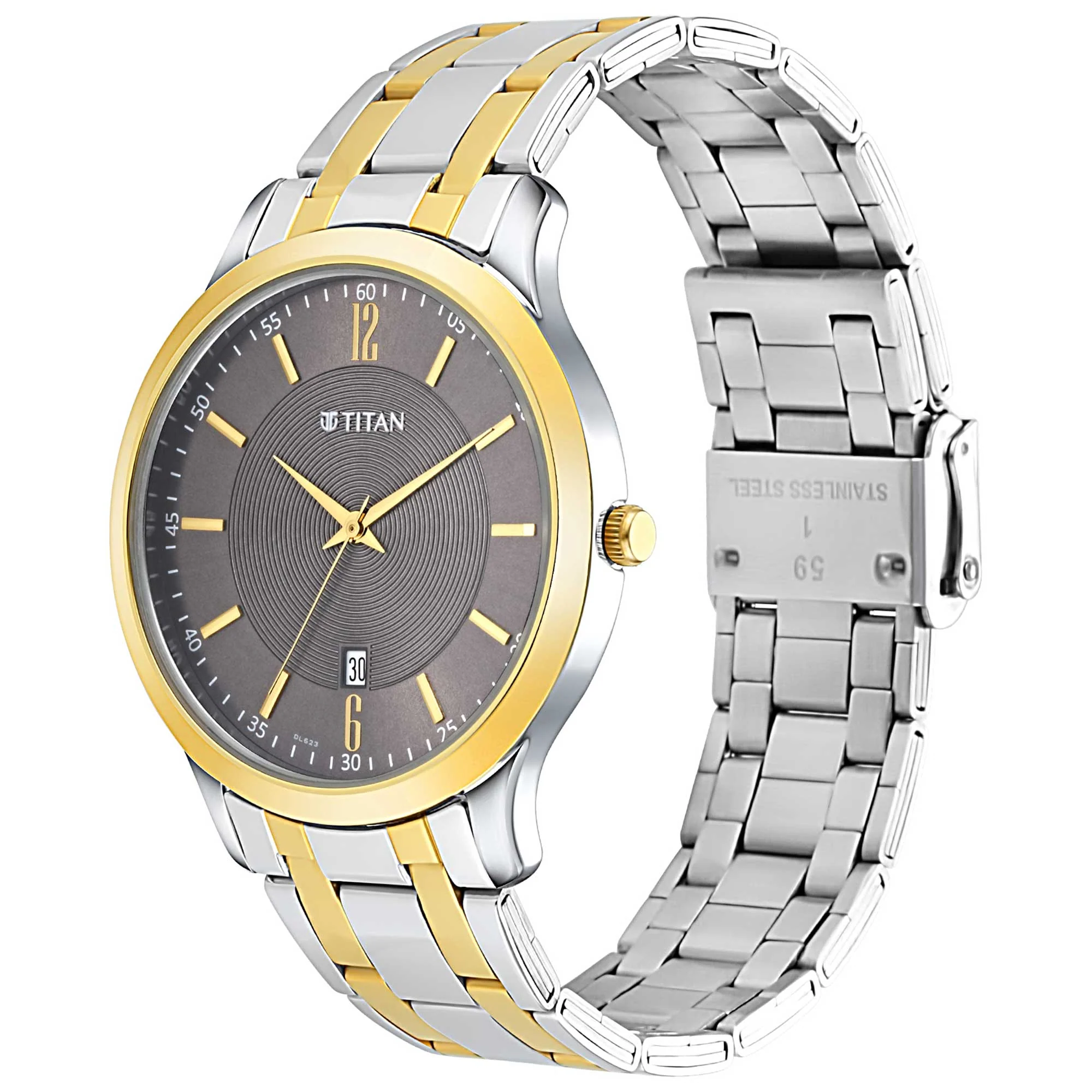 Titan Analog with Date Brown Dial Metal Strap watch for Men - Image 2