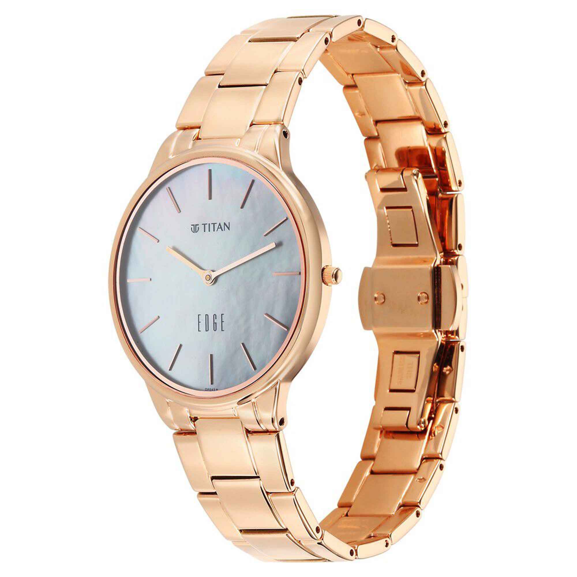 Titan Edge Mother Of Pearl Dial Rose Gold Stainless Steel Strap Analog Watch for Women - Image 3