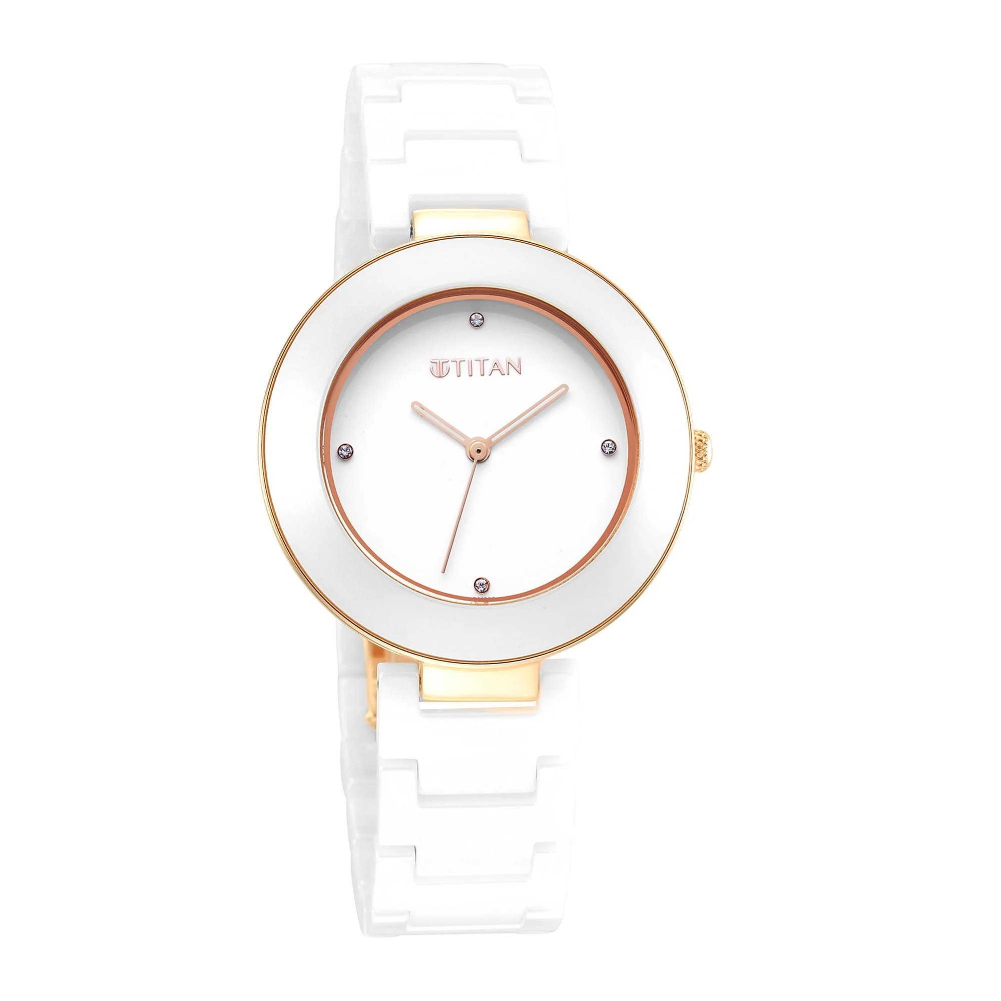 Titan Purple Ceramics White Dial Analog Ceramic Strap watch for Women - Image 2