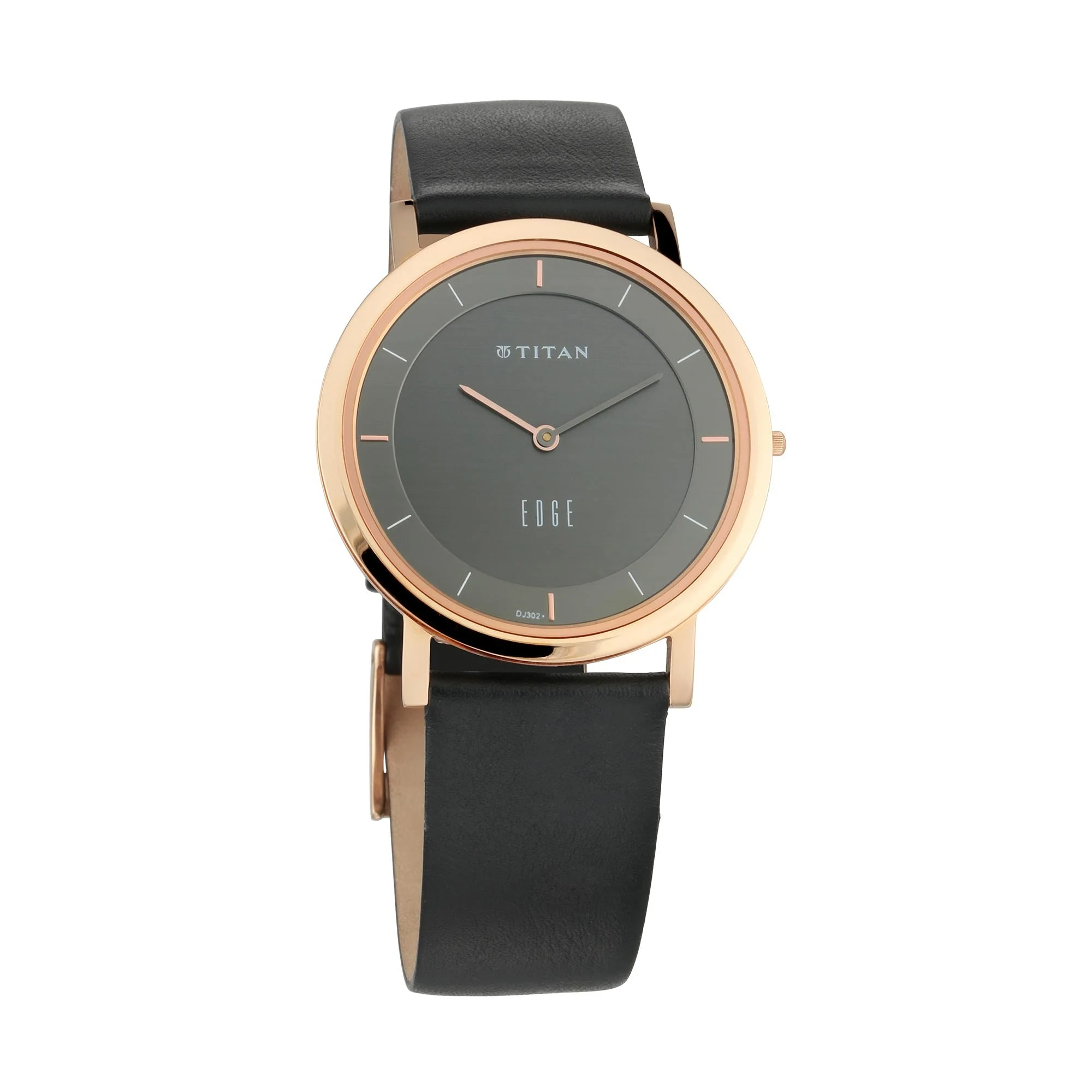 Titan Edge Quartz Anthracite Dial Leather Strap Watch for Men - Image 5