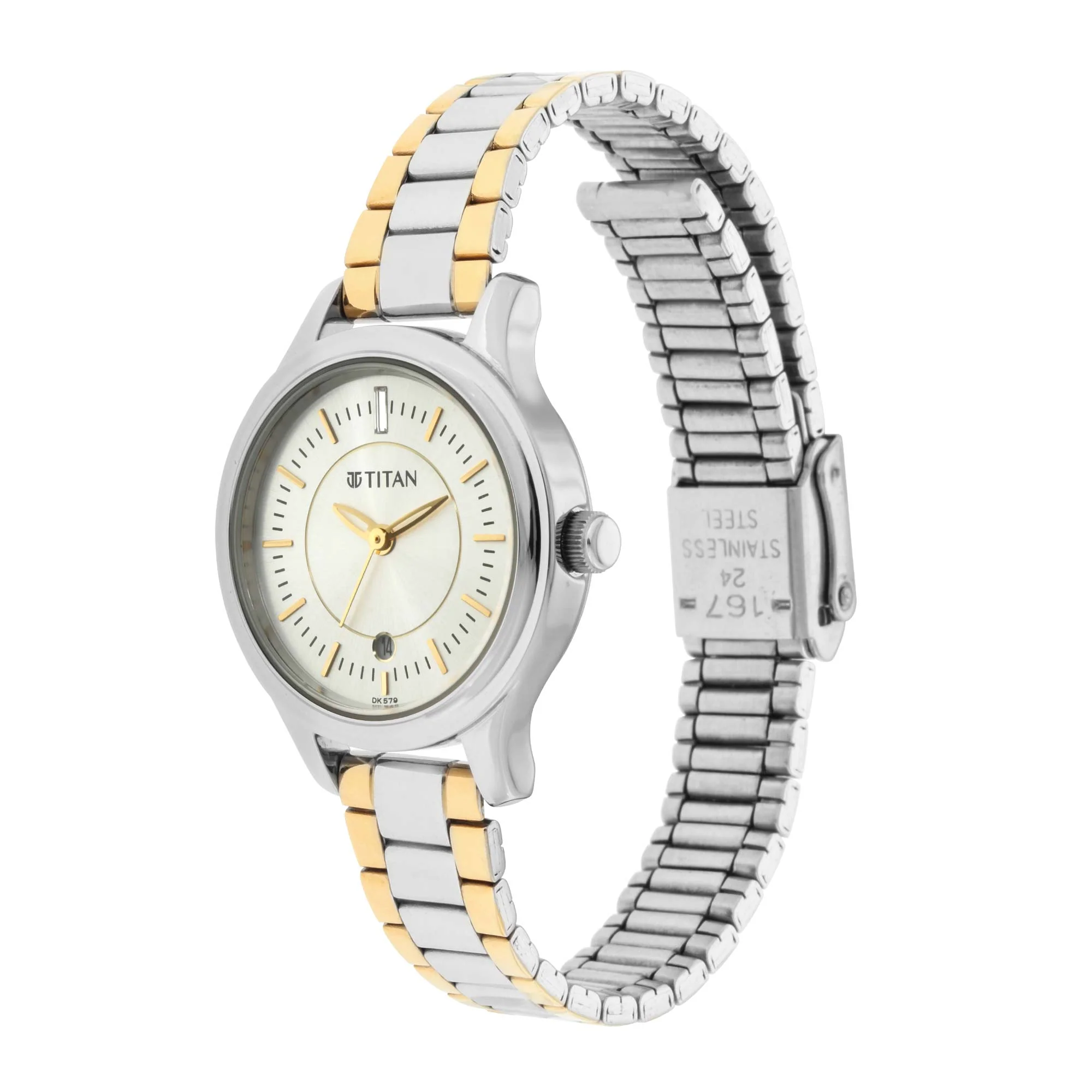 Titan Quartz Analog with Date Silver Dial Metal Strap Watch for Women - Image 3