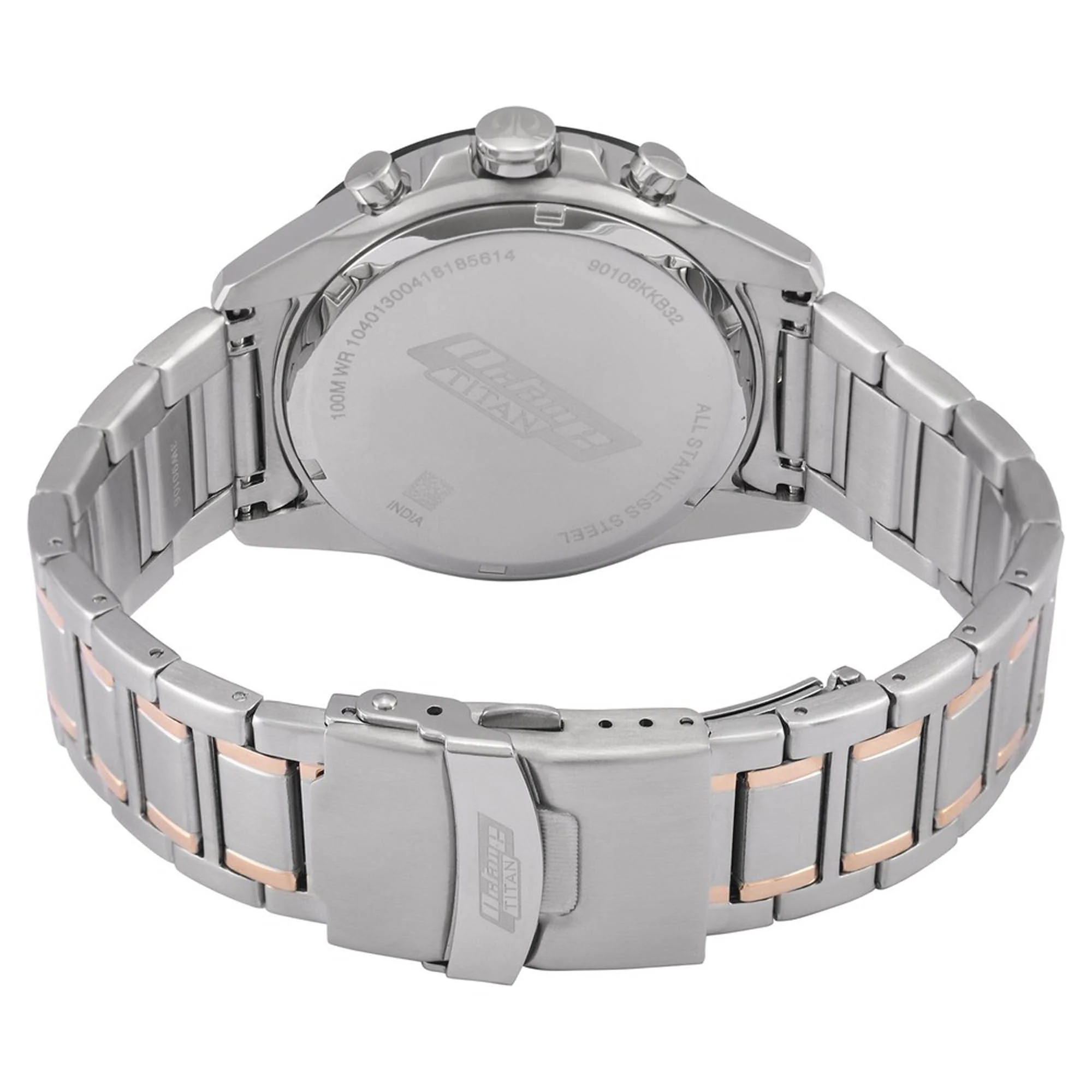 Titan Quartz Chronograph Black Dial Stainless Steel Strap Watch for Men - Image 5