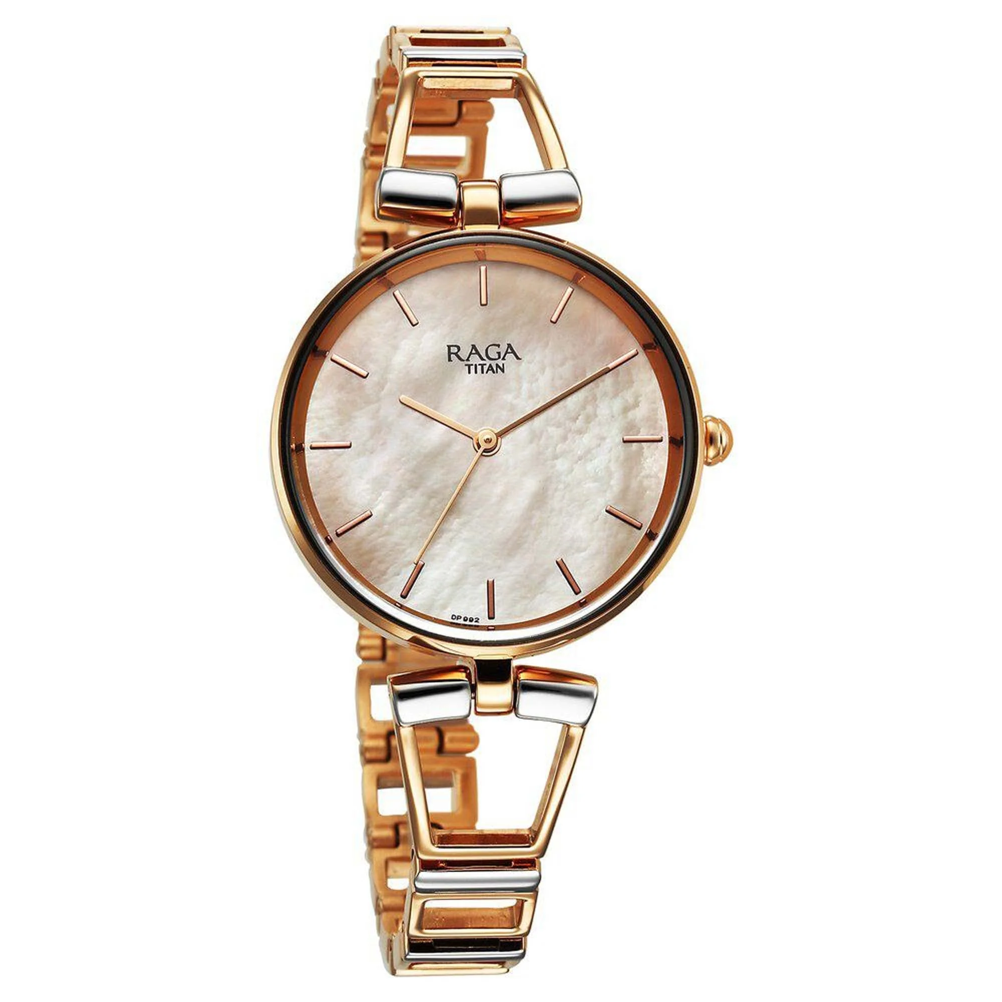 Titan Raga Ascend Quartz Alog Mother Of Pearl Dial With Two Toned Color Metal Strap Watch For Women - Image 2