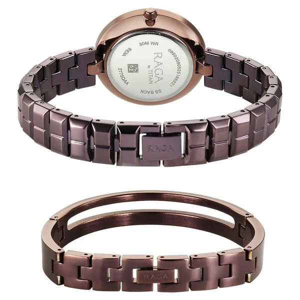 Titan Raga Brown Dial Metal Strap Analog Quartz Watch for Women - Image 5