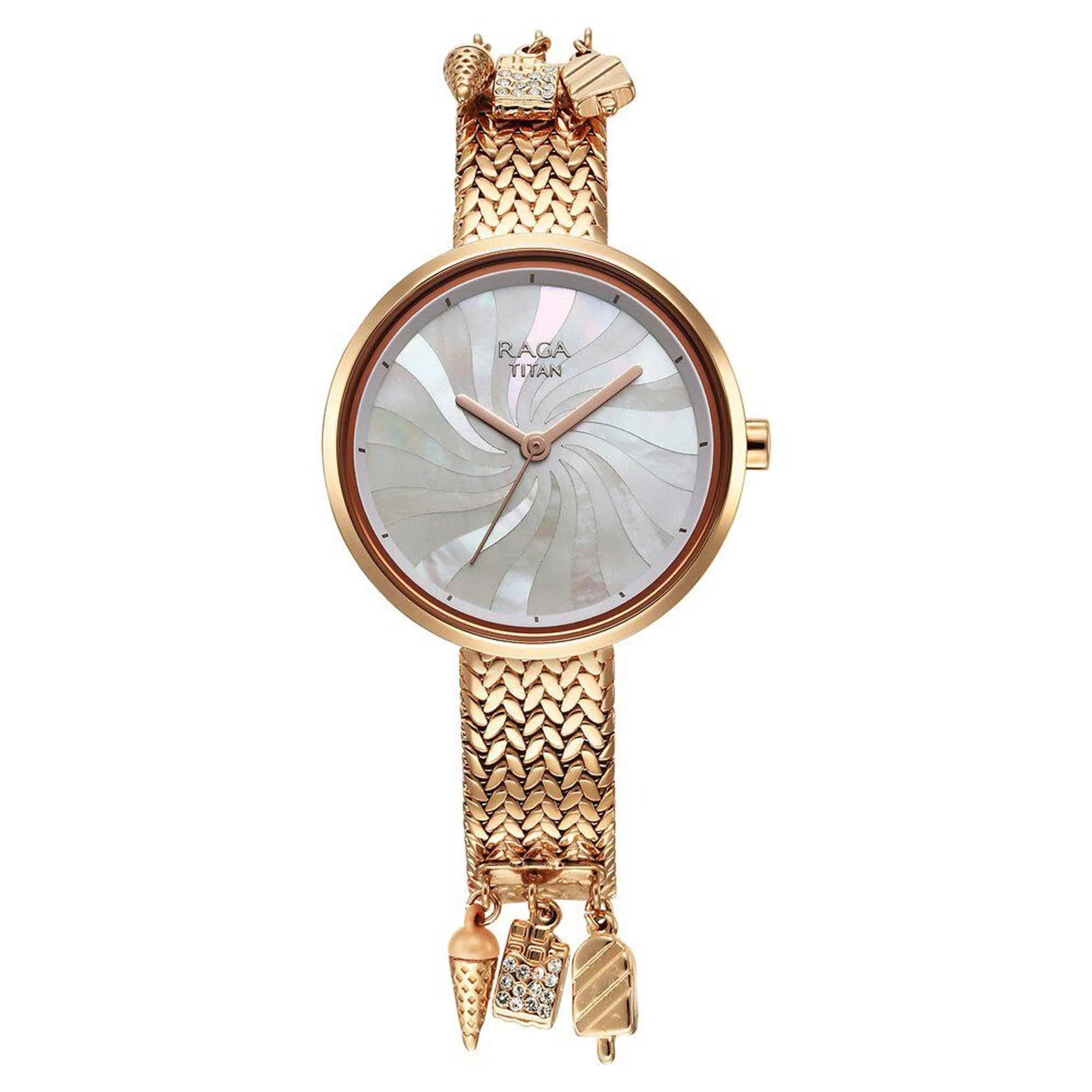 Titan Raga Memoirs Mother Of Pearl Dial With Rose Gold Metal Strap Watch For Women - Image 2