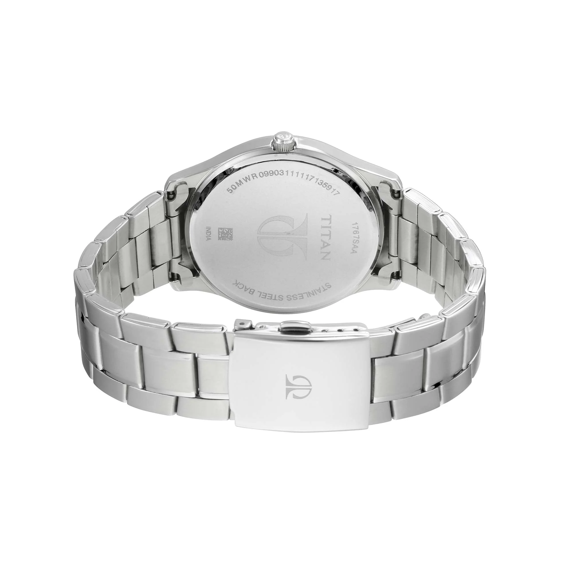 Titan Workwear Brown Dial Analog with Day and Date Stainless Steel Strap Watch for Men - Image 4